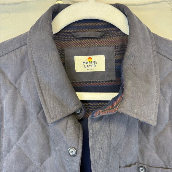 Marine Layer Decker Men’s Quilted Shacket Button Up Jacket Gray Down Size Medium - Picture 2 of 6